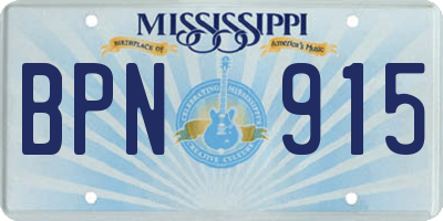 MS license plate BPN915