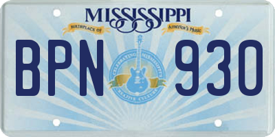 MS license plate BPN930