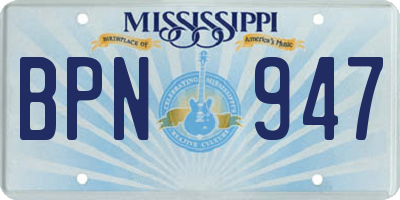 MS license plate BPN947