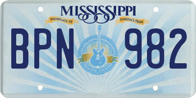 MS license plate BPN982