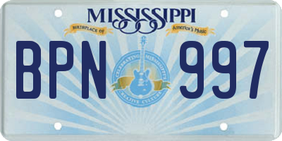 MS license plate BPN997