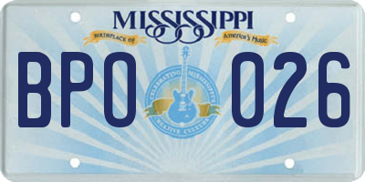 MS license plate BPO026