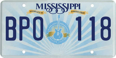 MS license plate BPO118