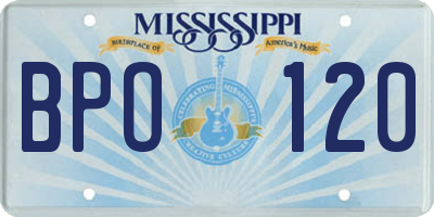 MS license plate BPO120