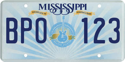 MS license plate BPO123