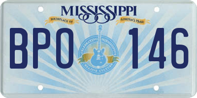 MS license plate BPO146