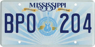 MS license plate BPO204