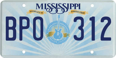 MS license plate BPO312