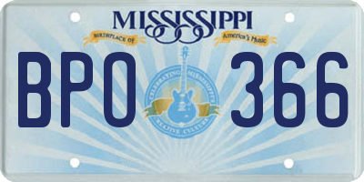MS license plate BPO366