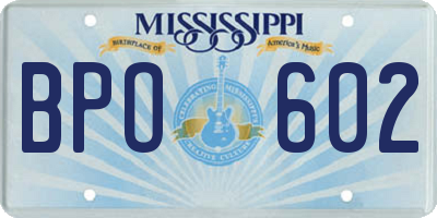 MS license plate BPO602