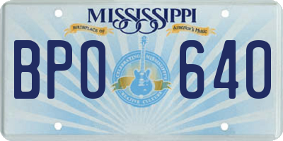 MS license plate BPO640