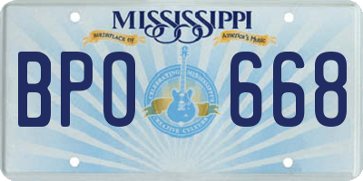 MS license plate BPO668
