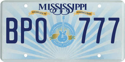 MS license plate BPO777