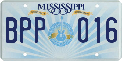 MS license plate BPP016