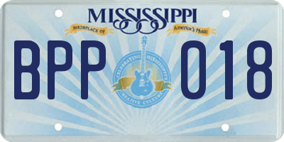 MS license plate BPP018