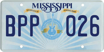 MS license plate BPP026