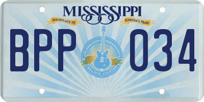 MS license plate BPP034