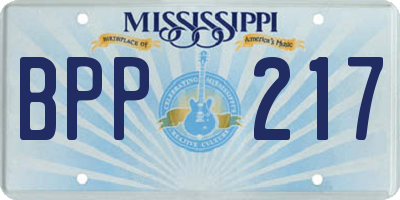 MS license plate BPP217