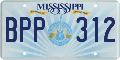MS license plate BPP312