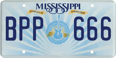 MS license plate BPP666