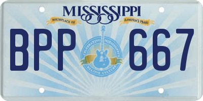 MS license plate BPP667