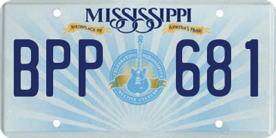 MS license plate BPP681