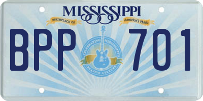MS license plate BPP701