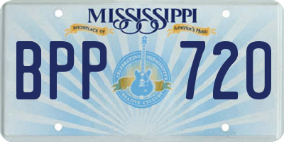 MS license plate BPP720