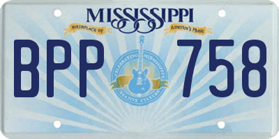MS license plate BPP758