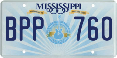 MS license plate BPP760