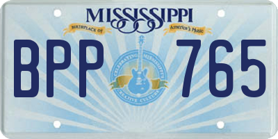 MS license plate BPP765