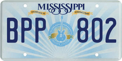 MS license plate BPP802