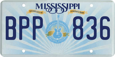 MS license plate BPP836