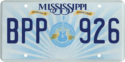MS license plate BPP926