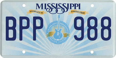 MS license plate BPP988