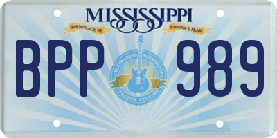 MS license plate BPP989
