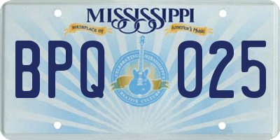 MS license plate BPQ025