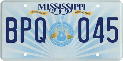 MS license plate BPQ045