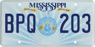 MS license plate BPQ203
