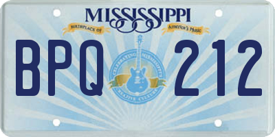 MS license plate BPQ212