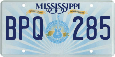 MS license plate BPQ285