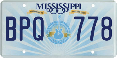 MS license plate BPQ778