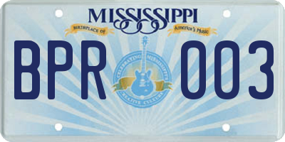 MS license plate BPR003