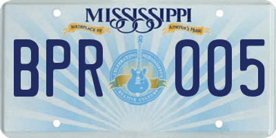 MS license plate BPR005