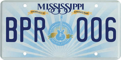 MS license plate BPR006