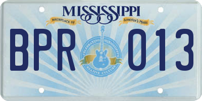 MS license plate BPR013