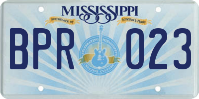 MS license plate BPR023