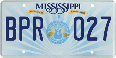 MS license plate BPR027