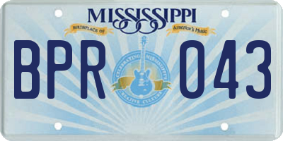 MS license plate BPR043