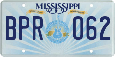 MS license plate BPR062